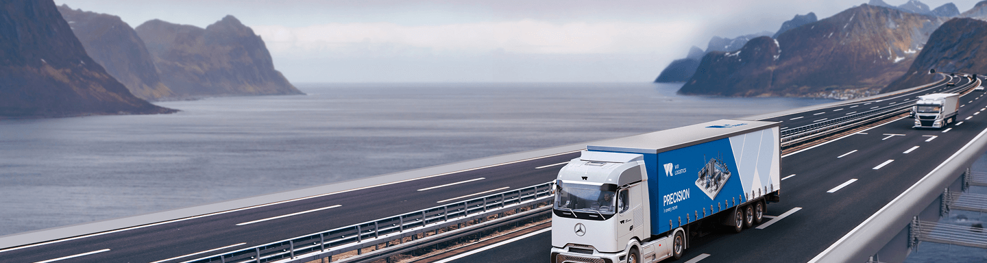 WR Logistics road freight trucks transporting oversized industrial cargo